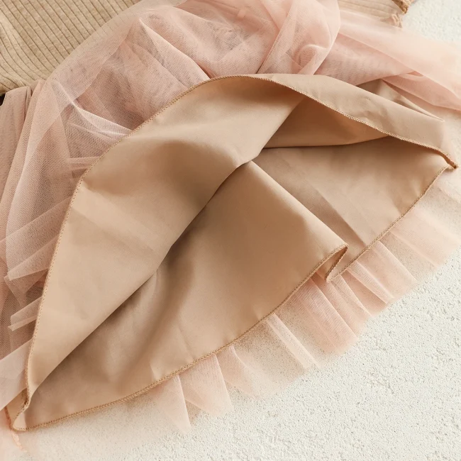 Autumn and Winter Fashion Toddler Girls Long Sleeve Mesh dress Pit Strip Ear Edge Bow Mesh Autumn and Winter dress Princess Gift 6