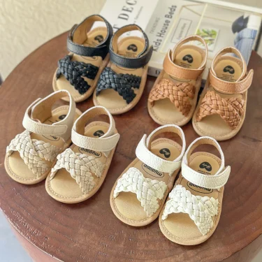 Baby Girls Boys Sparkly Bowknot Sandals Premium Soft Anti-Slip Rubber Sole Infant Summer Outdoor Shoes Toddler First Walkers 3