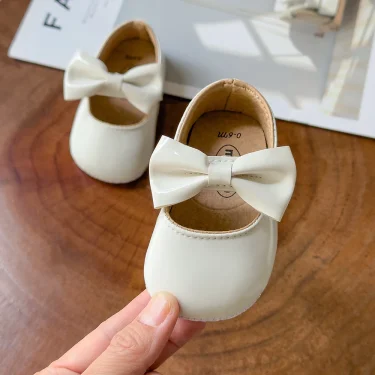 Newborn Baby Shoes Infant Girls Shoes PU Anti-slip Bowknot Classic Princess Dress Shoes Toddler First Walker Crib Shoe 3