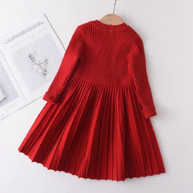 Bear Leader Long Sleeve Sweater Dress Girls Princess Baby Girl Clothes Sweet Tutu Party Dresses Christmas Little Girl Clothes 5