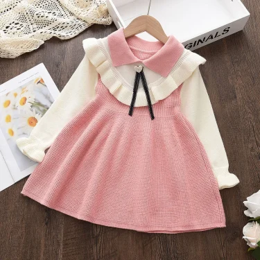 Melario Girls Dress Girls Kids Princess Party Sweater Knitted Dress Autumn Winter Christmas Costume Children Clothes 2-6 Years 1