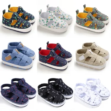 Summer Newborn Baby Boys Girls Fashion Summer Soft Crib Shoes First Walker Infant Anti Slip Sandals Shoes Soft Sole 0-18Months 1