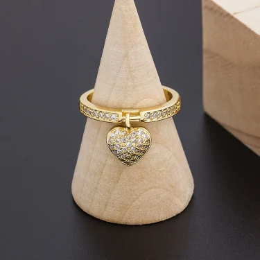 AIBEF Bohemian Classic Romantic Heart Shape Adjustable Rings Cubic Zircon Crystal Opening Finger Women Charm Gold Color Jewelry 4