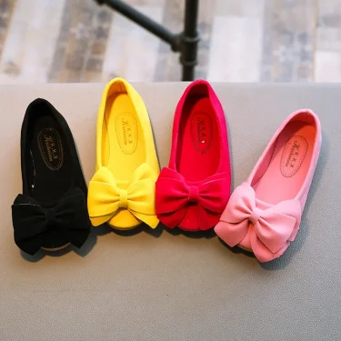 Baby Girls Shoes Princess Bow-knot Flock Fabric Spring Autumn Kids Flats Children Casual Loafers Candy Color Toddlers Shoes Soft 6