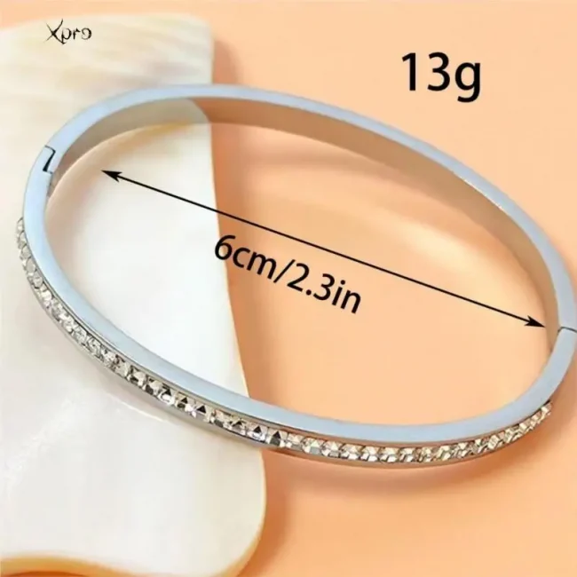 Xpro Ins Style Stainless Steel Bracelet Jewelry Inlaid Cubic Zircon Bracelet Bangles for Women Waterproof Trendy Christmas Gift 5