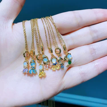 Fashionable Colorful Zircon Fairy Tale Little Princess Necklace Gold-plated Universal Chain Clavicle Chain Sweet Temperament 3