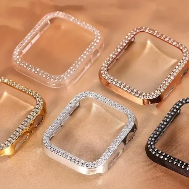 Cover For Apple watch Case 45mm 41mm 44mm 40mm 38mm 42mm Diamond Tempered Glass Screen Protector iWatch series 9 7 SE 6 8 5 4 3 1