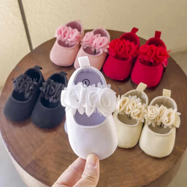 Baby Mary Jane Shoes Toddler Girl 0-6-12 Month Prewalking Shoes Baby First Step Shoes Soft PU Cute Flower Spring Summer Sandal 4