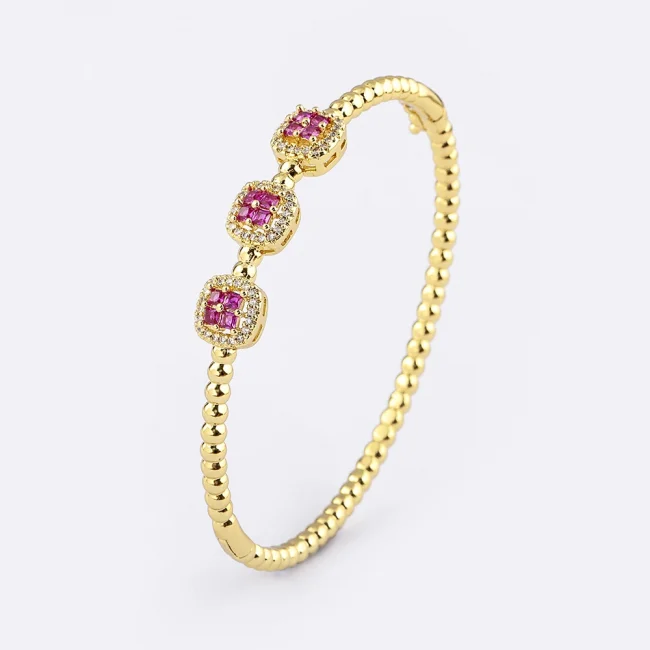 Nidin Classic Design New Inlaid Crystal Zircon 4 Colors Gold Plated Bangles Bracelets for Women Charm Party Wedding Accessories 3