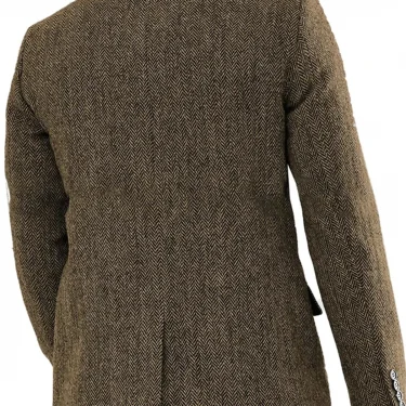 1 Piece Classic Brown Herringbone Business Men Suits Jacket Groom Wedding Casual Slim Fit Party Costume Homme Blazer 2