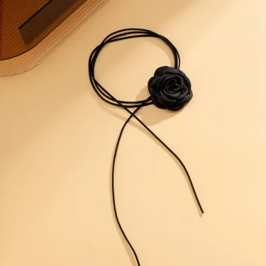 Romantic Gothic Big Rose Flower Clavicle Chain Necklace for Women Ladies Korean Fashion Adjustable Rope Choker Y2K Accessories 5