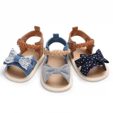 Cute Baby Girl Sandals Beach Slippers Infant Flexible Non-slip Bowknot Summer Flats Toddler Shoes Princess First Walkers 1