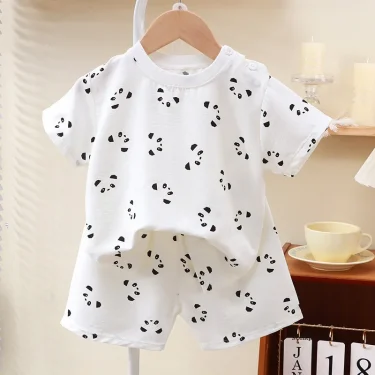 Kids Suit Clothes for Girls Cartoon Short Sleeve T-shirt Tops+shorts Summer Children's Clothing Baby Boys Set 5