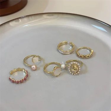 Pearl Ring Female Minority Design Advanced Sense Fashion Personality Adjustable Beimu Vintage Index Finger Ring Jewelry Gift 6
