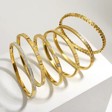 Greatera Trendy Gold Plated 316L Stainless Steel Bangles Bracelets for Women Delicate Cubic Zirconia Bracelet Party Jewelry 2024 5