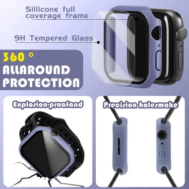 Tempered Glass+Cover For Apple watch Case 45mm 41mm 44mm 40mm 42mm Screen Protector Apple Watch Accessories serie 9 4 5 6 SE 7 8 5