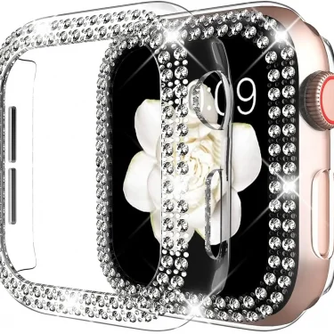 Transparent Hollow Bling Diamond PC Case for Apple Watch 38 42 40 44 41 45mm Protective Cover for iWatch Series 7 6 5 4 3 2 SE 2