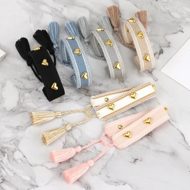2024 Woven Friendship Bracelets Adjustable Rope Bangle For Women Vintage Braided Tassel Bracelets Wholesale Jewelry 1