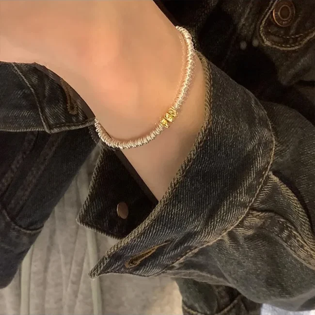 New 925 Silver Gold Color Geometric Beads Adjustable Punk String Bracelet For Woman Girl Fashion Jewelry Gift Dropship Wholesale 4