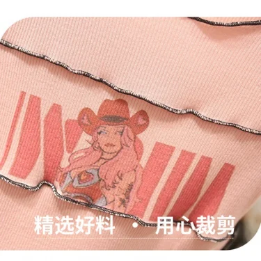 Summer New Girls Clothing Set Cartoon T-shirt+Star Pattern Wide Leg Jeans 2Pcs Suit For 3-8 Years Kids Fashion Suit 3