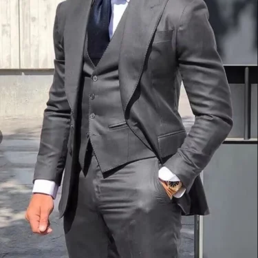 Fashion Men Leisure Boutique Business Suits Solid Color Wedding Suit Formal Groom Tuxedos 3 Pcs Set Dress Blazer Vest Trousers 5
