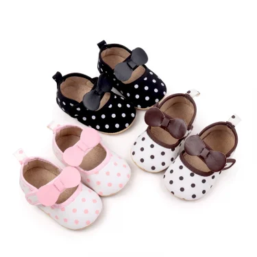 Baby Girl Polka Dot Cute Design Prewalker Shoes TPR Sole Non-slip High Quality Comfortable Indoor Outdoor Walking Shoes BZZ4179 4