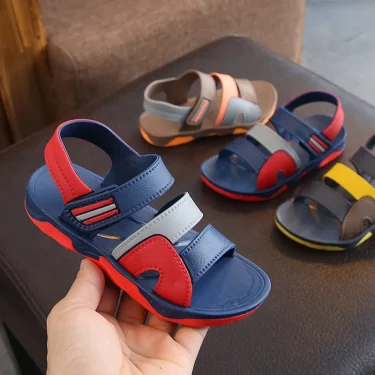 New Summer Children Sandals for Boys Flat Beach Shoes Kids Sports Casual Student Leather Sandals Soft Non-slip Fashion Wild 5