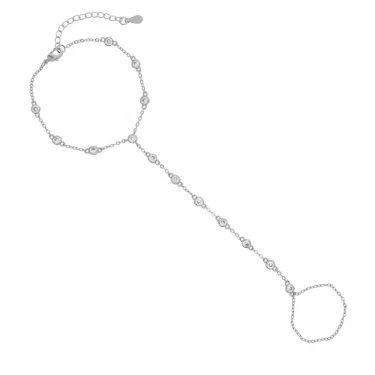 Summer Jewelry Pendant Link Chain Ring Bracelet for Women White Green Blue Stone CZ Gold Plated Adjust Bracelet Accessories 6