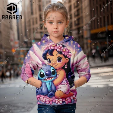 Kids Jackets Cute Stitch 3D Print Tops Pullovers 4-14 Years Old Sweater 24/25 New Children Hoodie Girls Autumn Winter Clothes 4