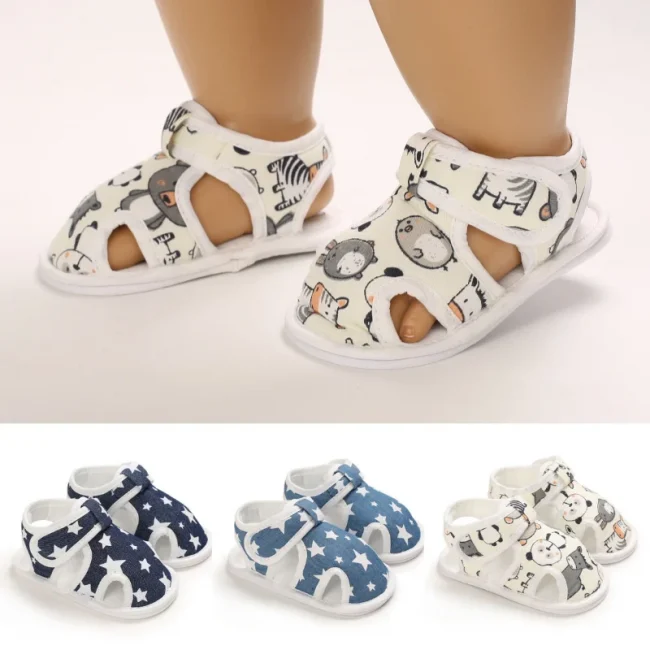 Baby Shoes Boys Girls Cute Bear Animal Print Sandals Cotton Soft Sole Newborn Walker Toddler Shoe 1