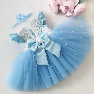 Toddler Girls Red Christmas Dress Lace Princess Party Dress Tutu Dresses for Kids Backless Cute Birthday Wedding Evening Gown 4