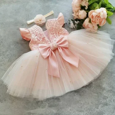 Toddler Girls Red Christmas Dress Lace Princess Party Dress Tutu Dresses for Kids Backless Cute Birthday Wedding Evening Gown 2