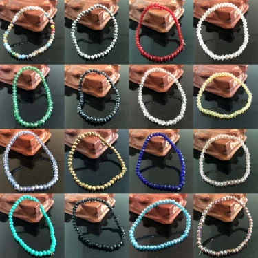 Handmade Women's 4mm Rhinestone Crystal Beaded Round Glass Beads Stretch Bracelet Femme Bangle Bracelets Women Girl Wrap Jewelry 3