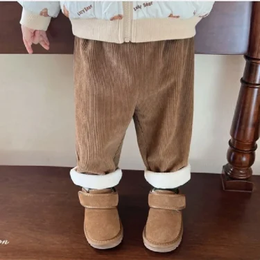 New Autumn Winter Toddler Boys Girls Casual Corduroy Pants Children Kids Warm Trousers Loose Pants Outside Versatile 2