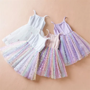 Toddler Girls Princess Dress Children Tulle Sleeveless Sling Dresses Summer New Baby Birthday Party Vestido Sweet Casual Clothes 6