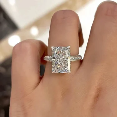 Huitan Simple and Elegant Rectangle Cut CZ Rings for Women Luxury Engagement Wedding Bridal Accessories Temperament Lady Jewelry 3