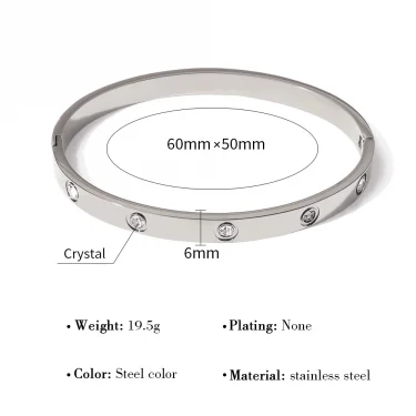 WILD & FREE Luxury Crystal Stainless Steel Bracelets for Women 18K Gold Plated Fashion Charm Bangles Waterproof Jewelry 6