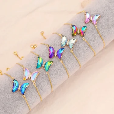 Steel Fun Jewelry Female Bling Gradient Butterfly Bracelet For Women 2024 Trendy Gold Color Chain Y2K Sweet Bracelet Party Gift 3