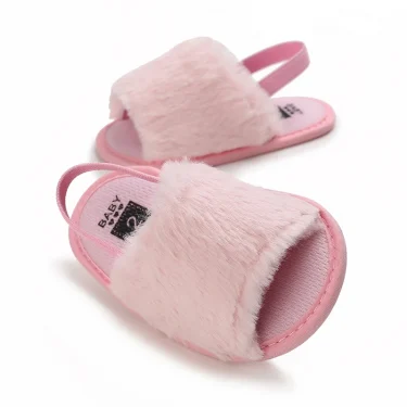 Winter Cute Baby Slippers Fluffy Baby Boy Girl Sandals Soft Non-slip Sole Toddler First Toddler Baby Shoes 4