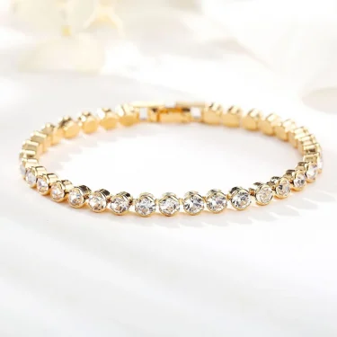 14k Gold Filled Tennis Bracelet 3mm 4mm Cubic Zirconia Classic Tennis Link Bracelets For Women Girls 3