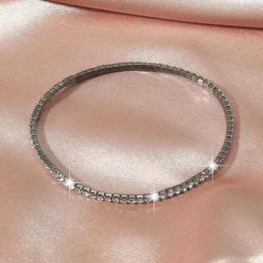 1Pieces of Ladies Transparent Shiny Crystal Bracelet 27 Colors Full Rhinestone Elastic Bracelet Women Wristband Bracelet Gift 4