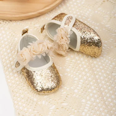 KIDSUN Baby Girl Shoes Party Cotton Bottom Non-slip Bling Newborns Infant Crib First Walkers Toddler Baby Shoes Flower Lace 2