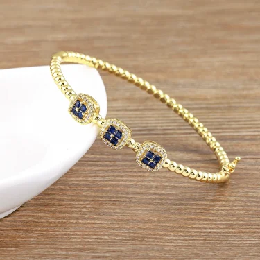 Nidin Classic Design New Inlaid Crystal Zircon 4 Colors Gold Plated Bangles Bracelets for Women Charm Party Wedding Accessories 1