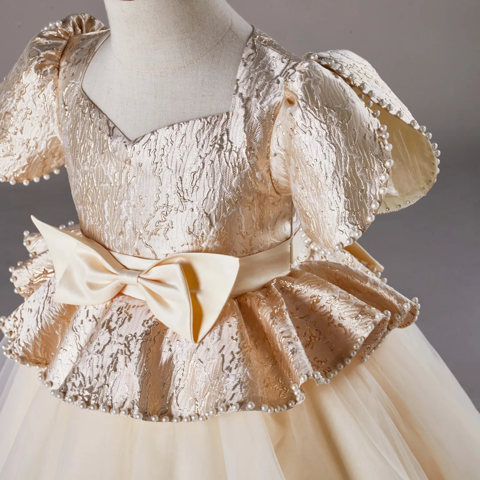 Girl Party Dress for Teenagers Children Golden Princess Prom Dresses Gown gala Clothes 4 to 10 12 Years 3