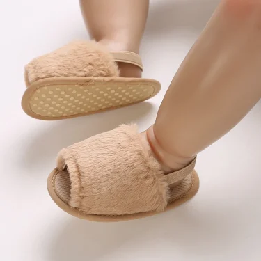 Winter Cute Baby Slippers Fluffy Baby Boy Girl Sandals Soft Non-slip Sole Toddler First Toddler Baby Shoes 6