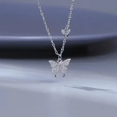 Fashion Women Crystal Zircon Pendant Necklace for Women Girl Crystal Chain Necklace Punk Party Jewelry butterfly necklace 3