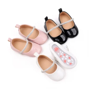 Baby Princess Shoes Infant Girls 0-6-12 Months Toddler Party Shiny Mary Jane Style High Quality PU TPR 2024 New Fashion BBW3179 3