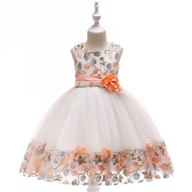 Summer Kids Girl Dress Embroidery Flower Girls Birthday Party Dresses Children Princess Prom Costums Formal Clothes 3 8 Years 4