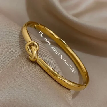 Simple Thin Stainless Steel Knotted Bangle Bracelets for Women Men Unisex Gold Color Cuff Waterproof Stackable Jewelry Gifts 6