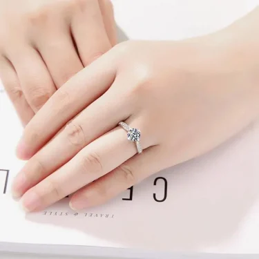 925 Sterling Silver Zircon Adjustable Women's Engagement Ring Wedding Fashion Jewelry Accessories 3